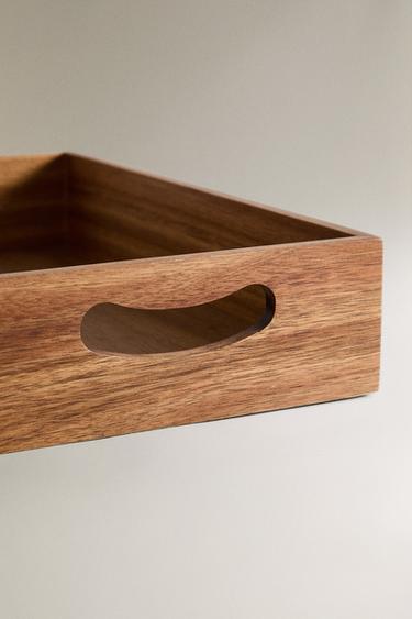 ACACIA WOOD TRAY WITH HANDLES - Brown by Zara - Image 3