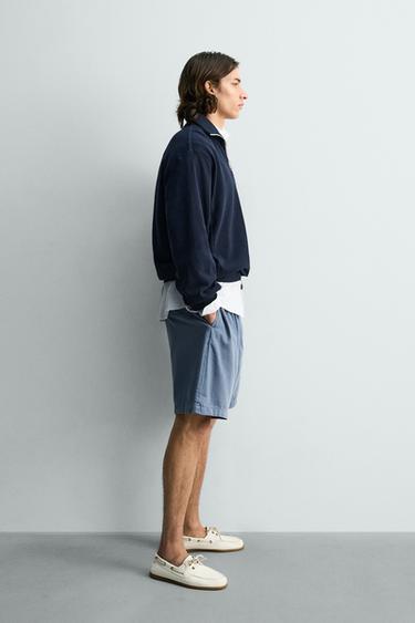SWEAT PIQUÉ COL ZIPPÉ - Bleu marine de Zara - Image 3