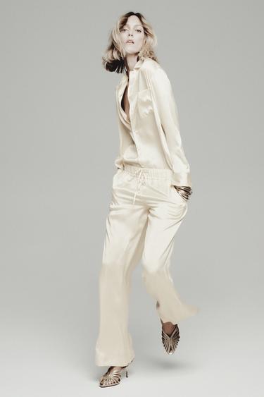 CAMISA SEDA 100 % PETO ZW COLLECTION - Beixe de Zara