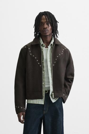 Zara FAUX SUEDE JACKET - Brown