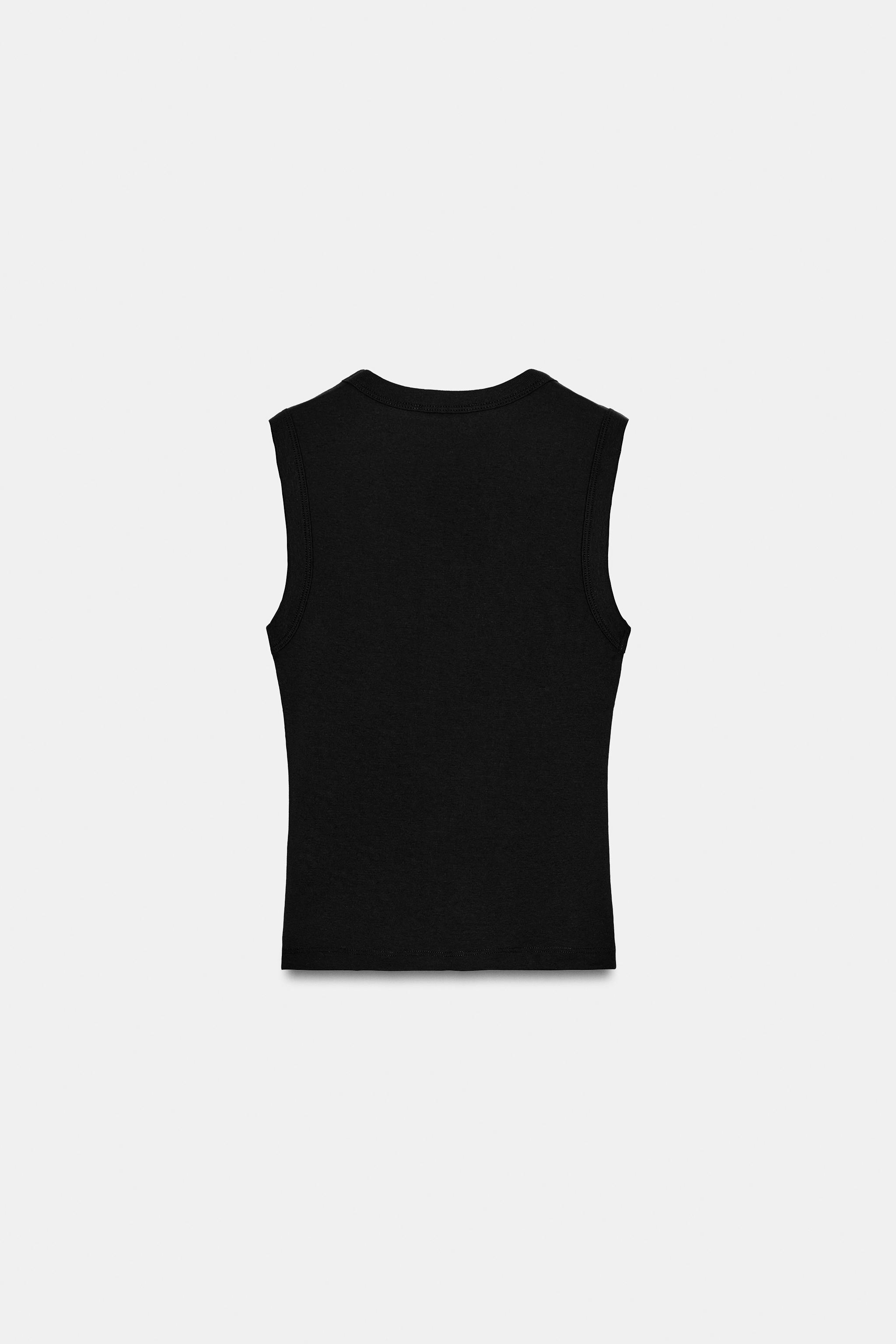 Zara PAMUKLU V YAKA T-SHIRT görsel 3