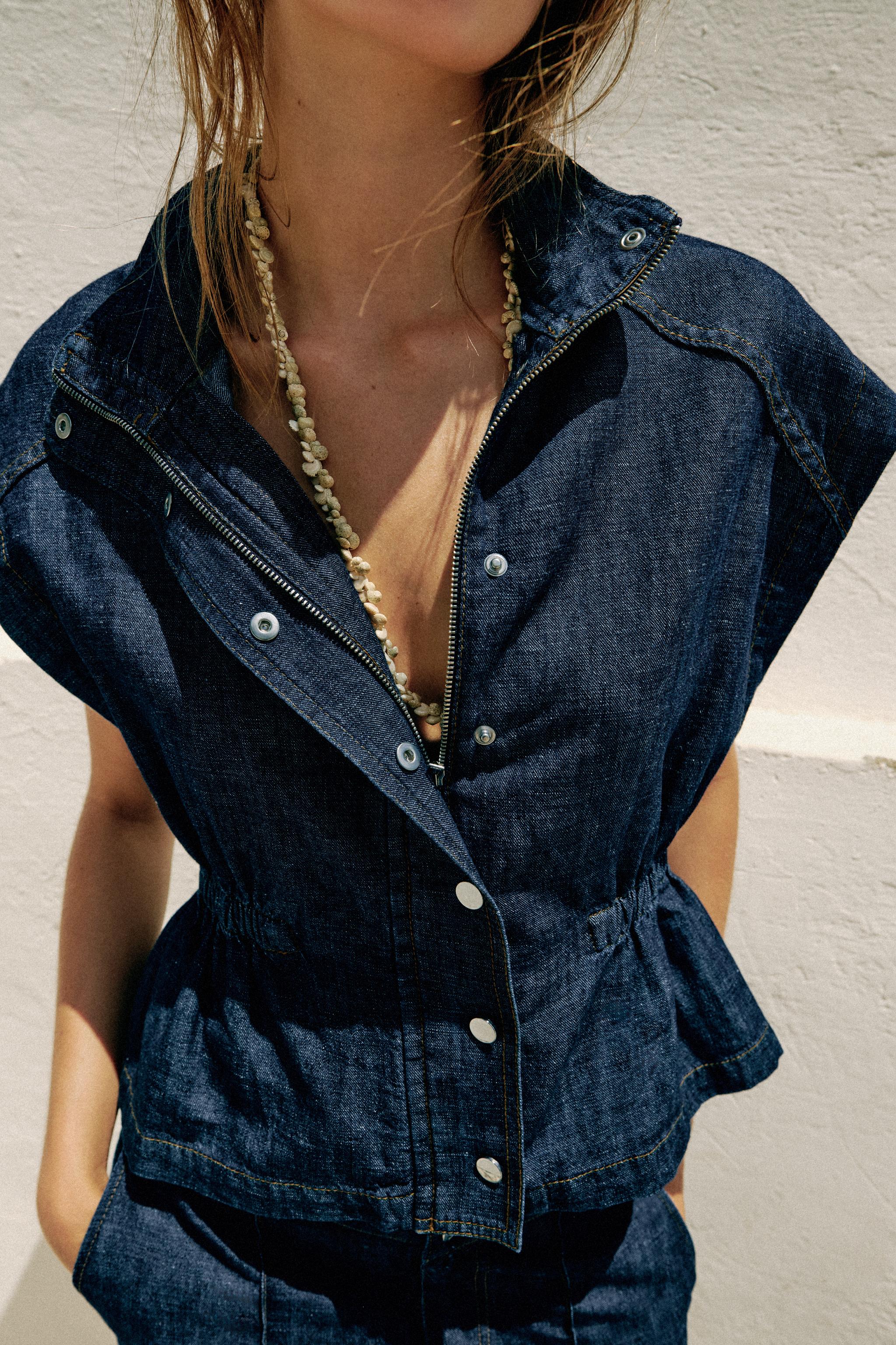 Женские жилеты Zara LINEN VEST WITH ELASTIC WAIST — фото 2