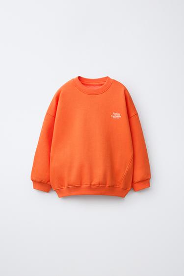 SWEATSHIRT WITH SLOGAN - Orange by Zara