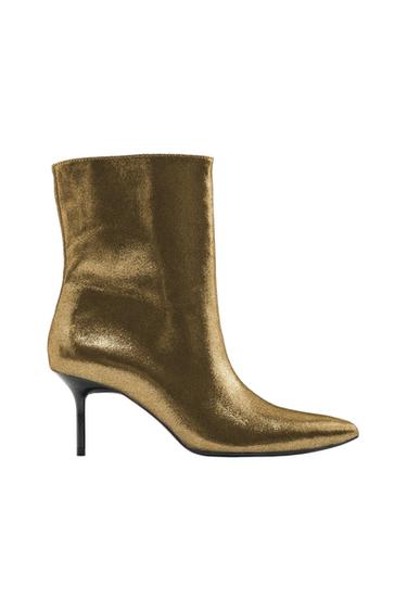 STILETTO HEEL METALLIC ANKLE BOOTS