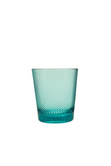 ACRYLIC TUMBLER WITH LINEAR DESIGN - Turquoise by Zara
