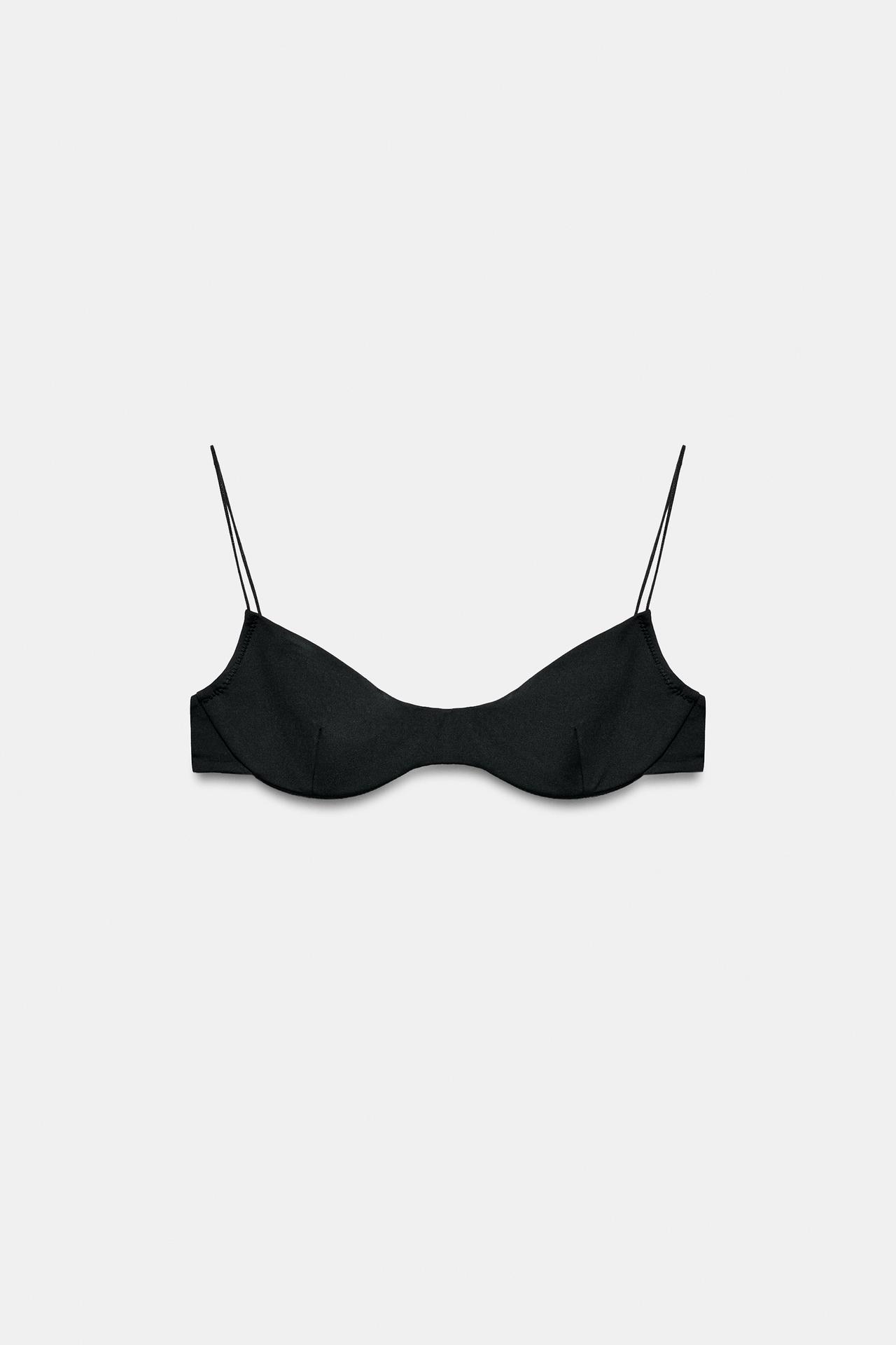 SOLID UNDERWIRE BIKINI TOP — Black