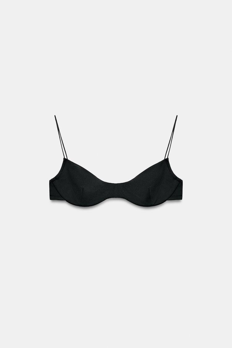 SOLID UNDERWIRE BIKINI TOP — Black