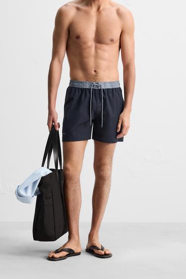 CONTRAST REGULAR SWIMMING TRUNKS - Navy blue by Zara - Image 2