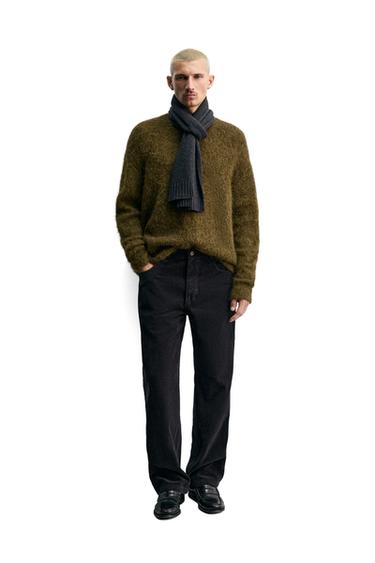 Zara REGULAR FIT CORDUROY PANTS - Dark navy