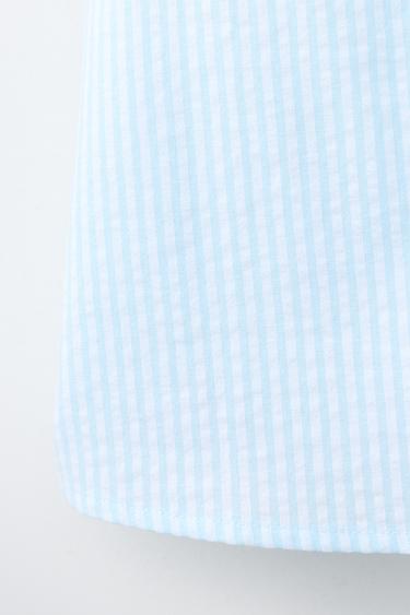 CHEMISE RAYURES COL BRODÉ - Turquoise de Zara - Image 3