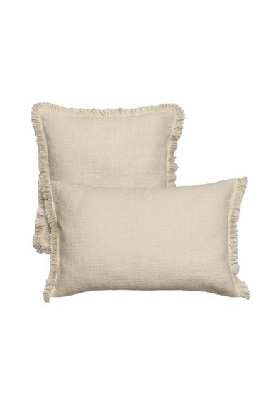 Zara FRINGED THROW PILLOW COVER - Ecru
