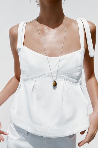 Z1975 DENIM STRAPPY TOP - White by Zara - Image 2