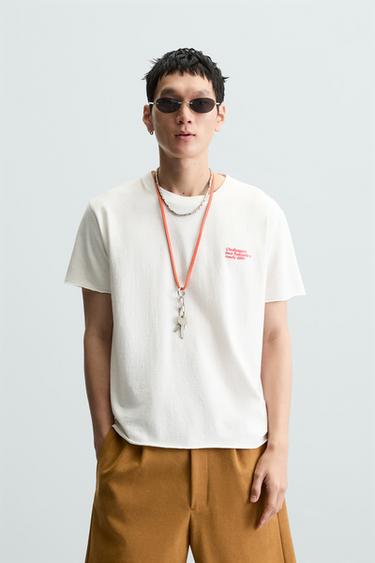 CAMISETA TEXTO ESTAMPADOS LAVADOS - Blanco roto de Zara