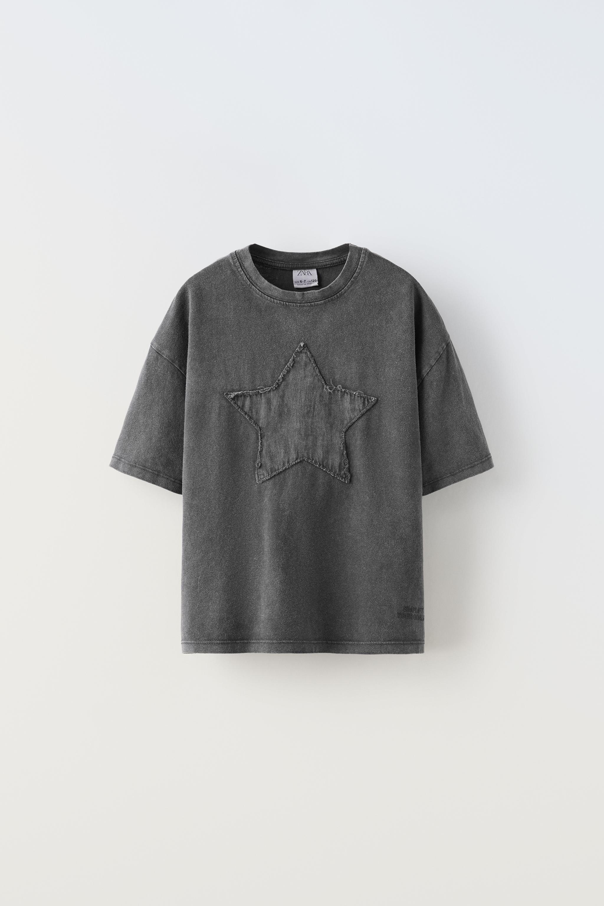 WASHED STAR PATCH T-SHIRT - Anthracite grey | ZARA United States