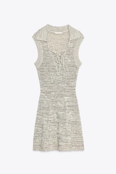 ROBE COURTE À NŒUDS - Beige clair de Zara - Image 4