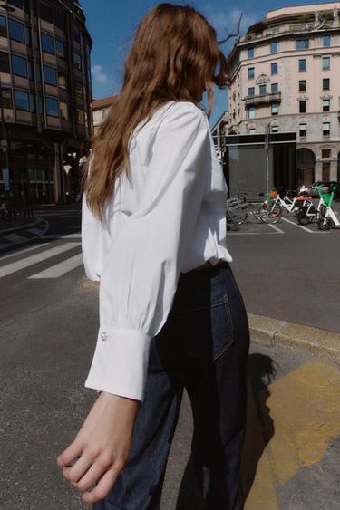 CHEMISE EN POPELINE AVEC ÉLÉMENTS DE FANTAISIE - Blanc de Zara - Image 2