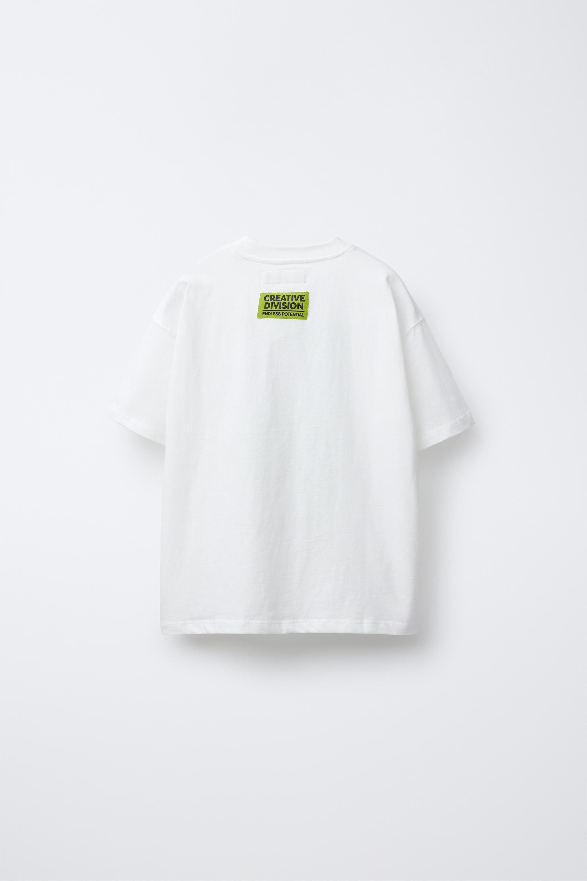 ［ZARA］レリーフプリント入りＴシャツ レリーフプリント入りTシャツ - ライトブルー | ZARA Japan / 日本