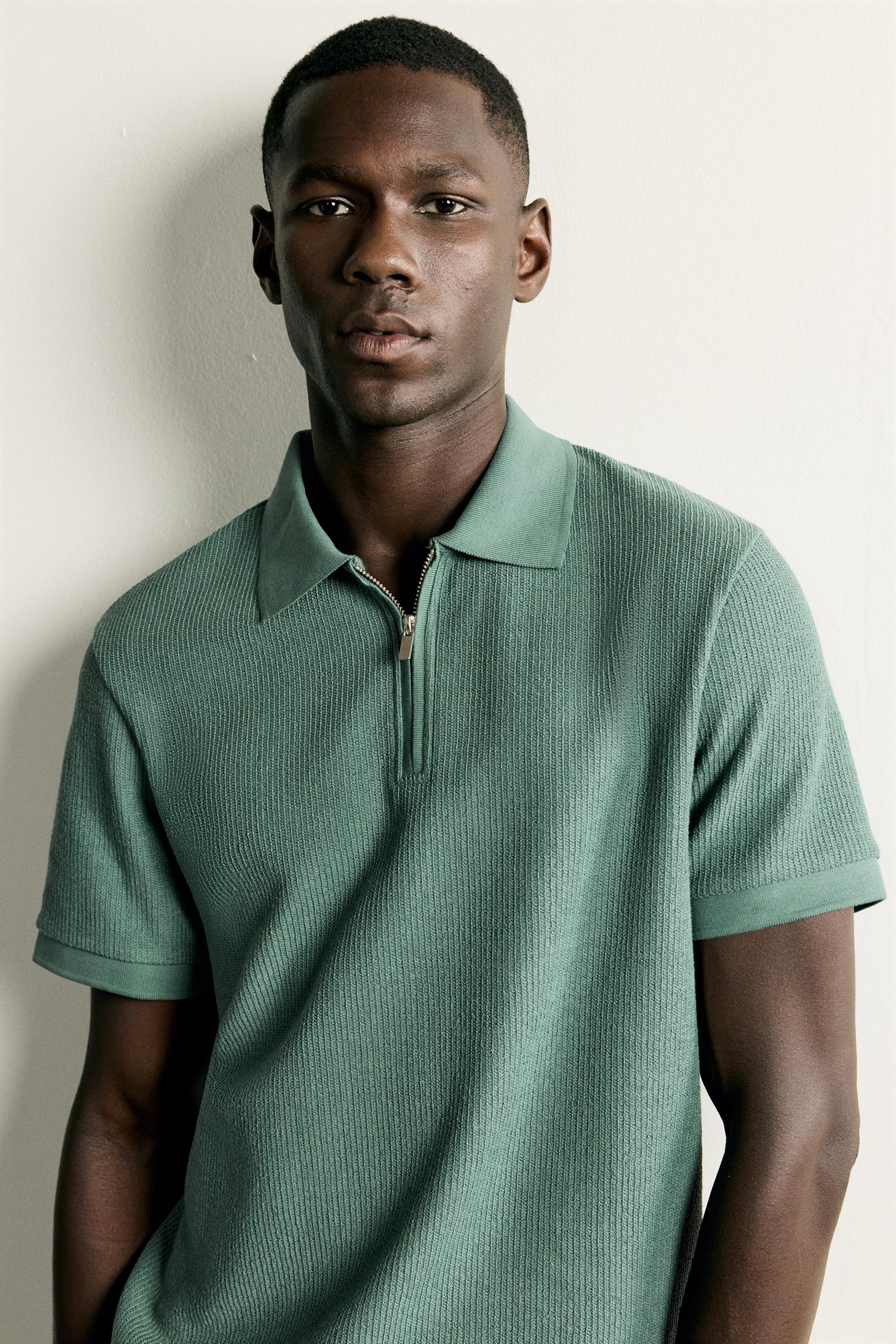 REGULAR FIT ZIP POLO SHIRT