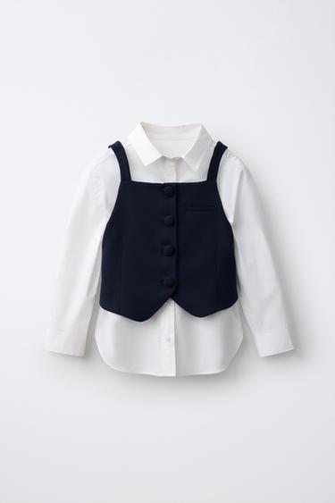 CHEMISE UNIE AVEC GILET - Blanc de Zara - Image 0