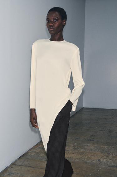 TOP ASYMÉTRIQUE FLUIDE ZW COLLECTION - Écru de Zara - Image 1