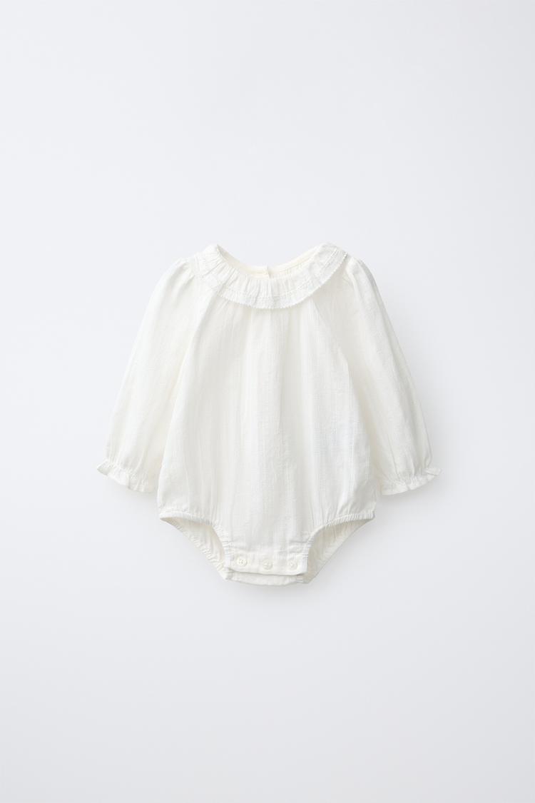 LADDER STITCH BODYSUIT — Ecru