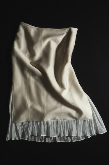 JUPE MIDI BIMATIÈRE ZW COLLECTION - Écru de Zara - Image 7
