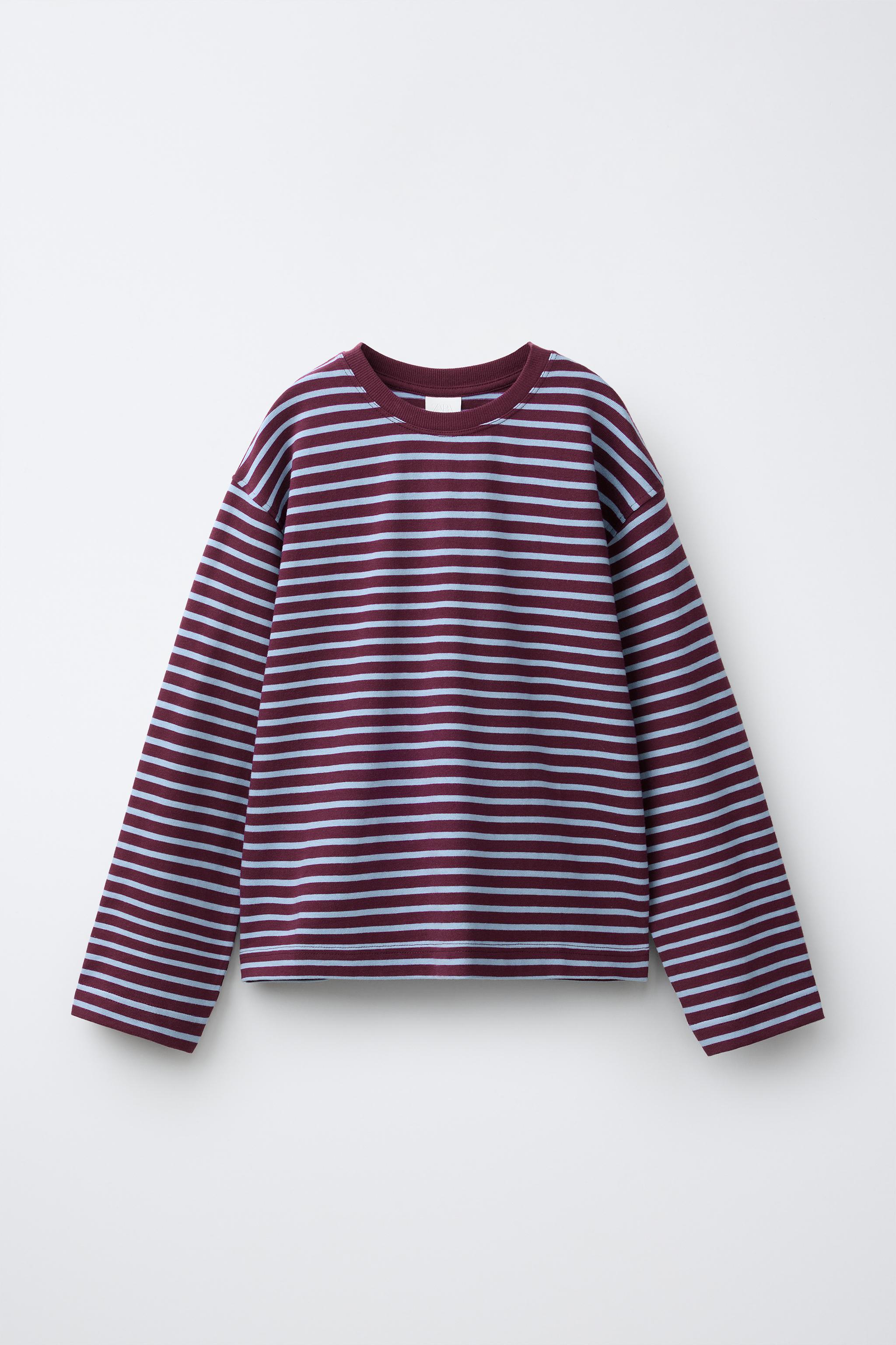STRIPED T-SHIRT - Burgundy | ZARA South Africa