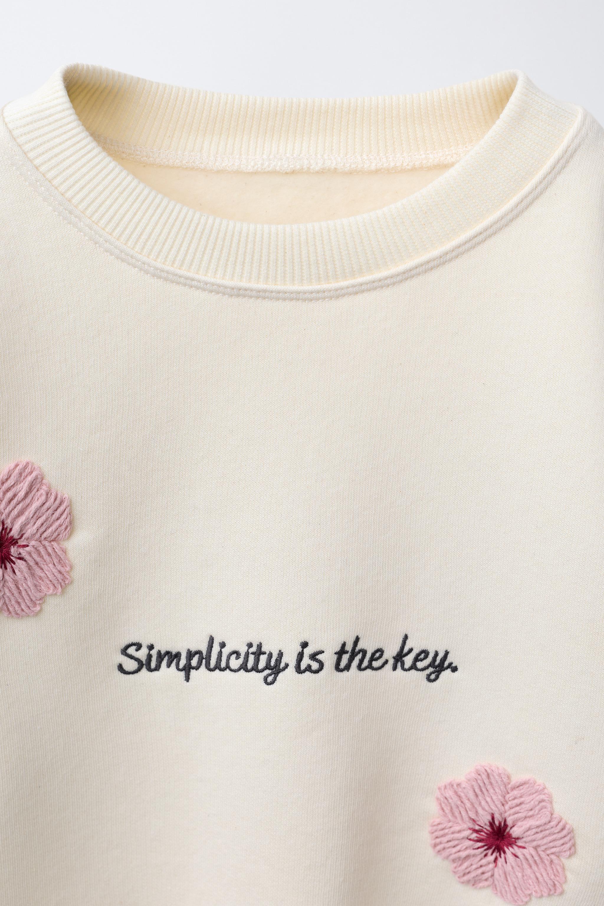 EMBROIDERED FLORAL SWEATSHIRT - Ecru | ZARA United States