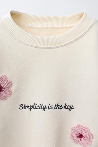 SWEAT À FLEURS BRODÉES - Écru de Zara - Image 2