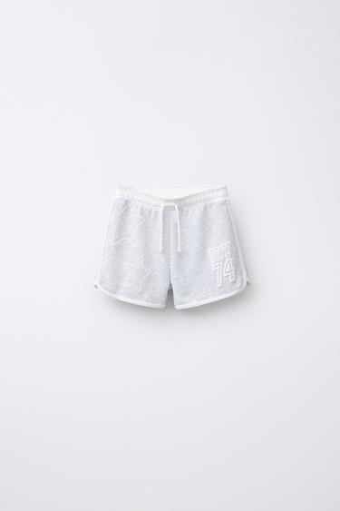 VARSITY PLUSH BERMUDA SHORTS - Grey marl by Zara - Image 0