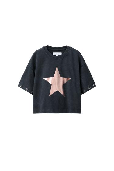 MAJICA S SVETLEČIMI ZVEZDAMI - Črna od Zare