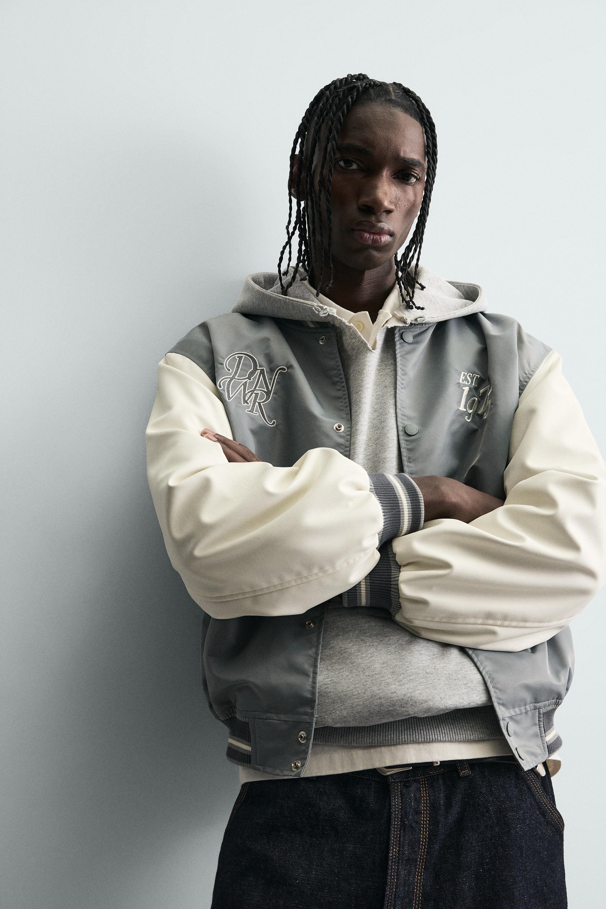 CONTRAST EMBROIDERY BOMBER JACKET