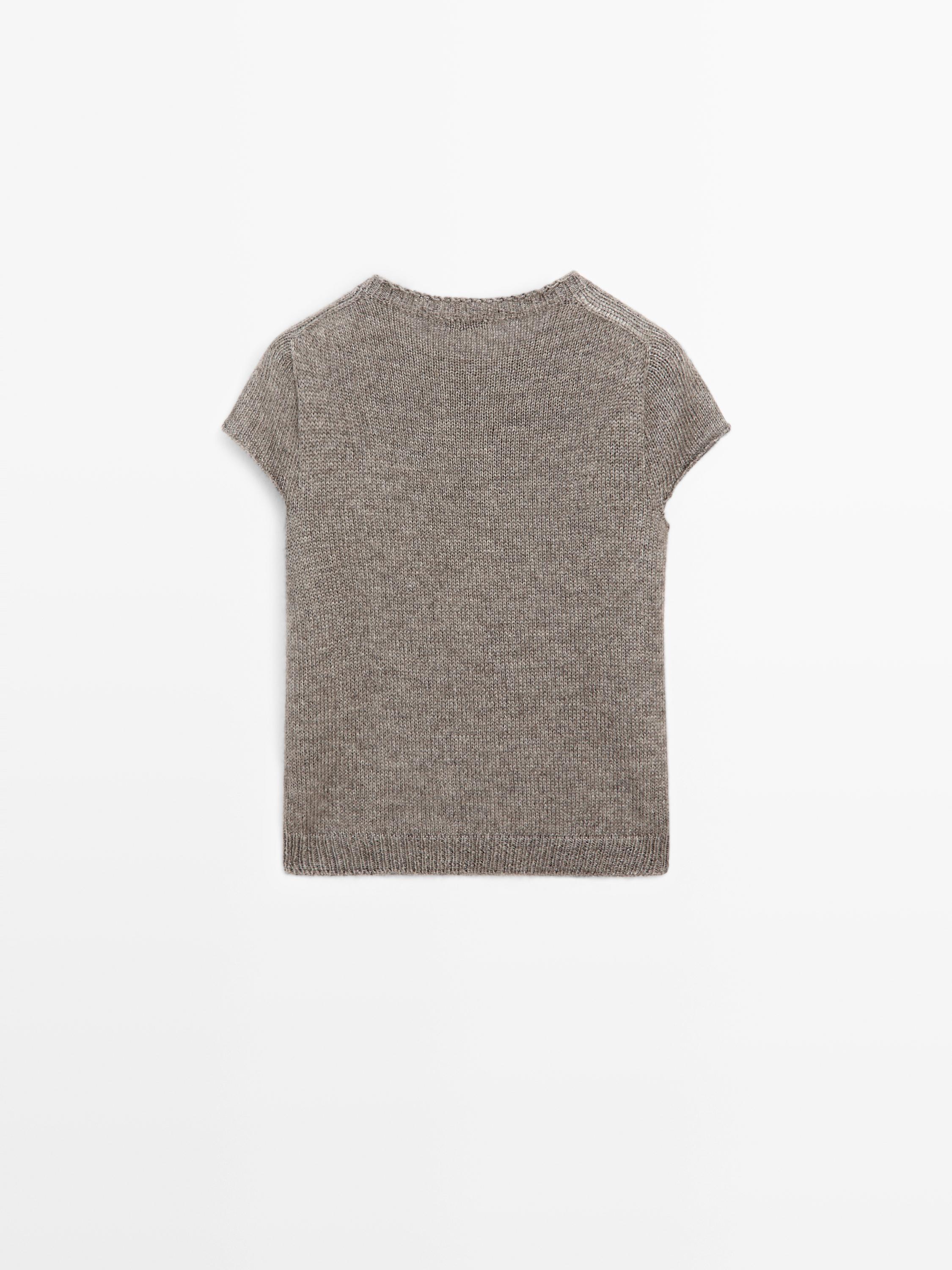 Short sleeve knit alpaca and silk sweater - LIMITED