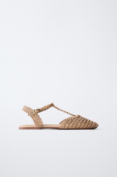 BRAIDED SLINGBACK SHOES - Gold by Zara