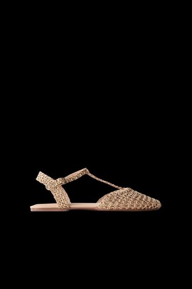 Zara BRAIDED SLINGBACK SHOES - Gold - Image 0