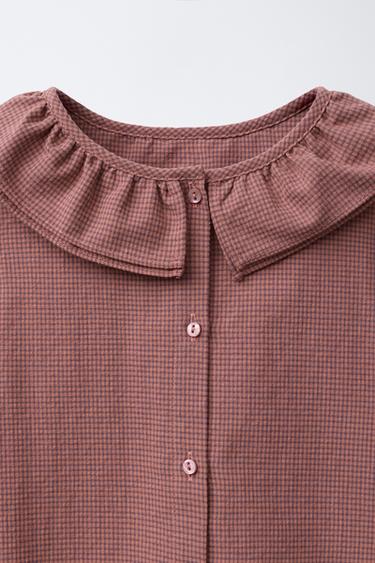 CHEMISE DOUBLE COL CARREAUX VICHY - Tuile de Zara - Image 2