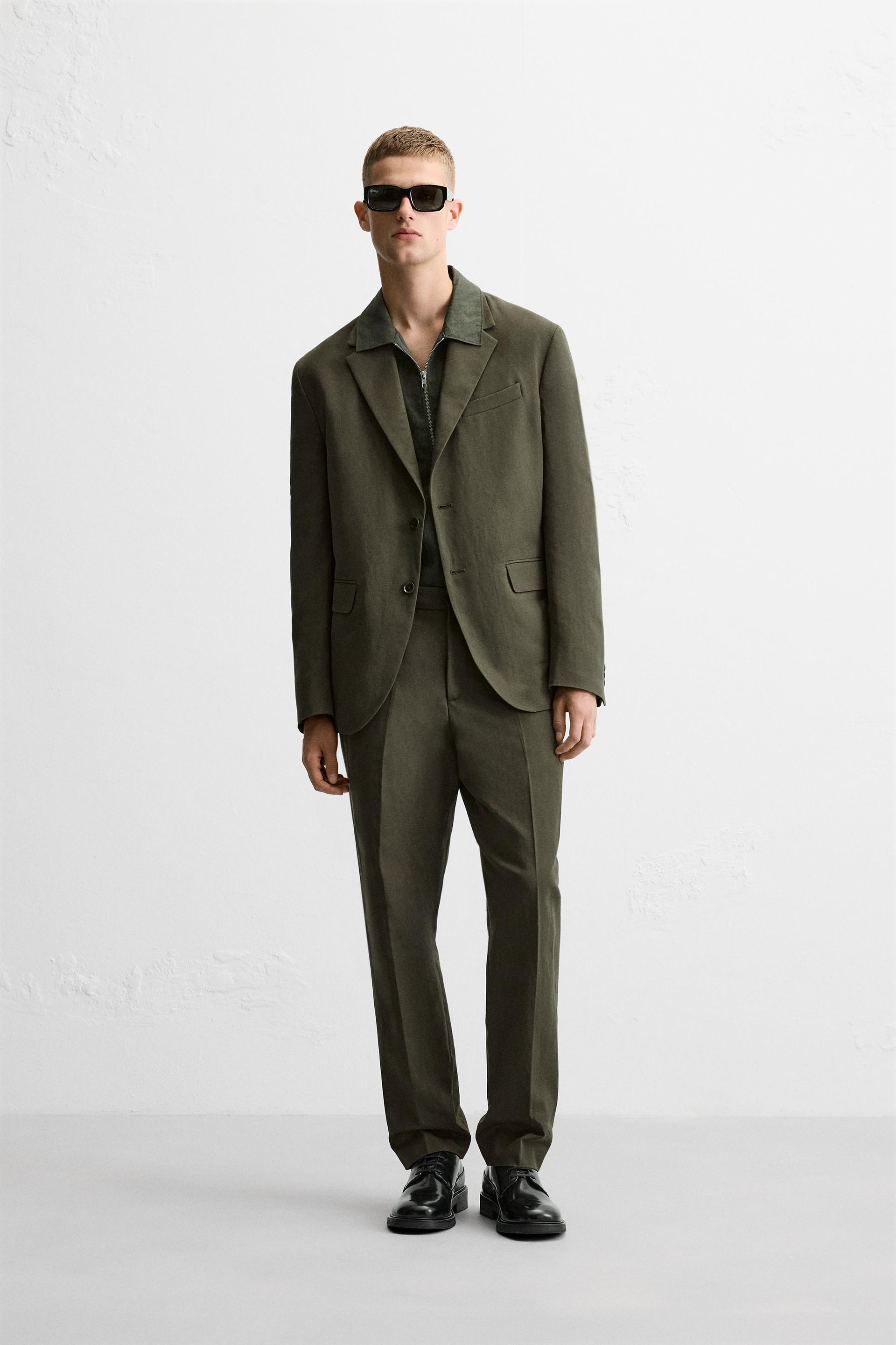 COTTON - LINEN SUIT PANTS - Khaki | ZARA United States