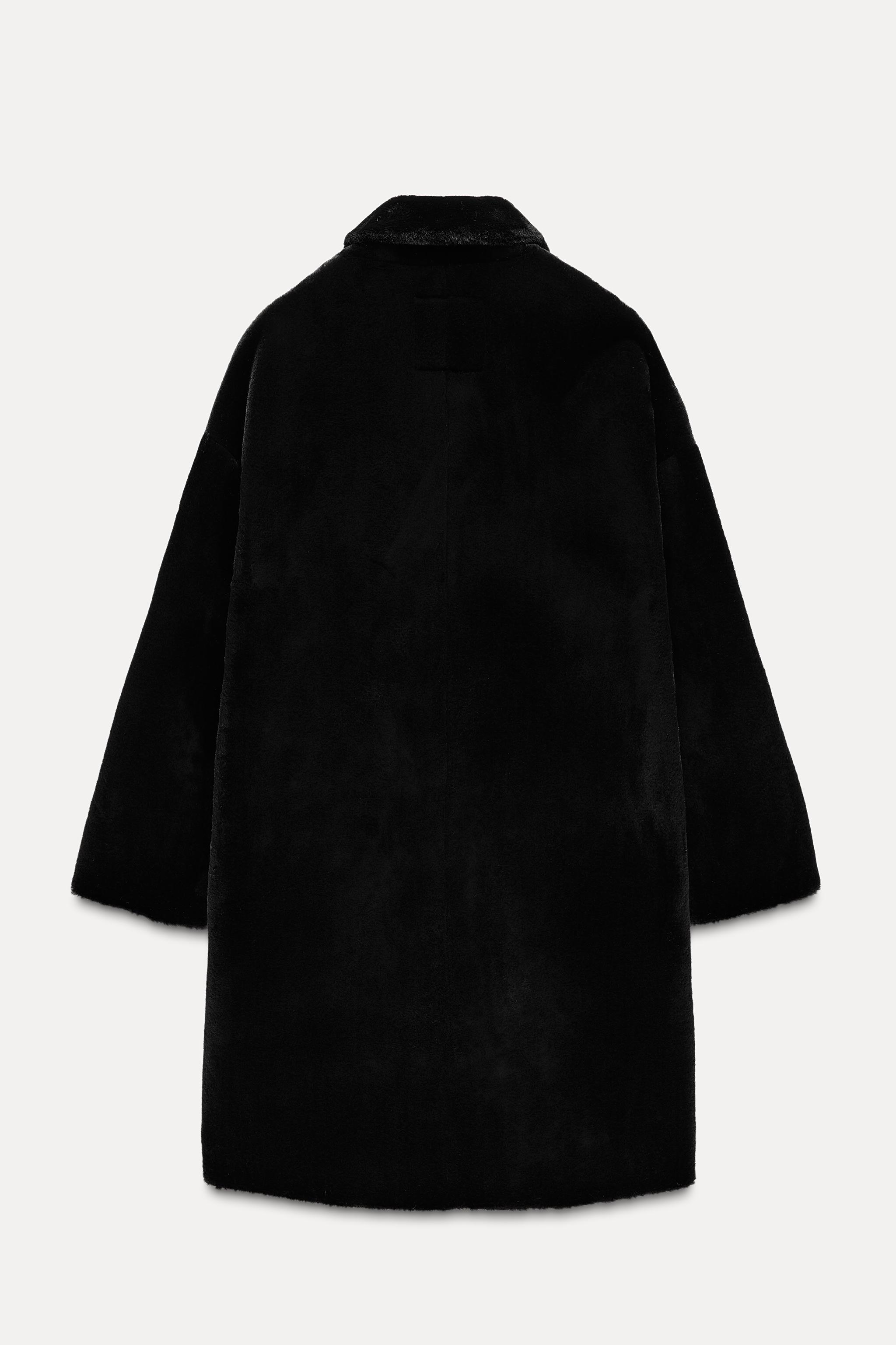 ZW COLLECTION フェイクファーロングコート - ブラック | ZARA