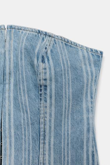 TOP Z1975 EN DENIM À RAYURES - Bleu moyen de Zara - Image 6
