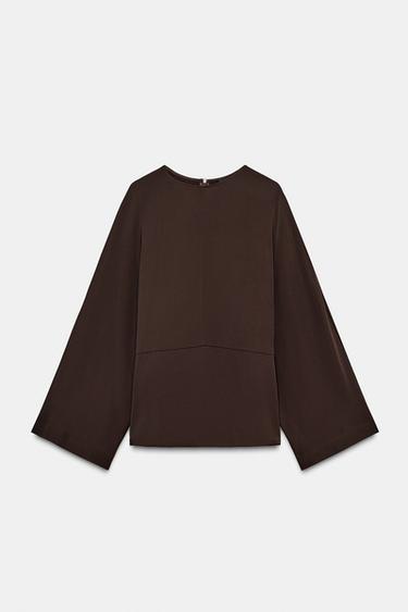 ZW COLLECTION FLOWING BLOUSE - Dark brown by Zara