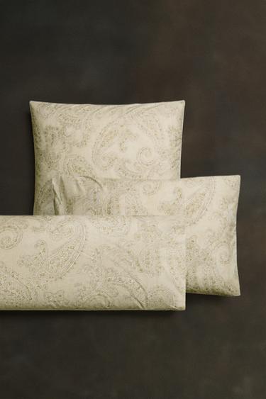 PAISLEY PRINT PILLOWCASE - Green by Zara - Image 5