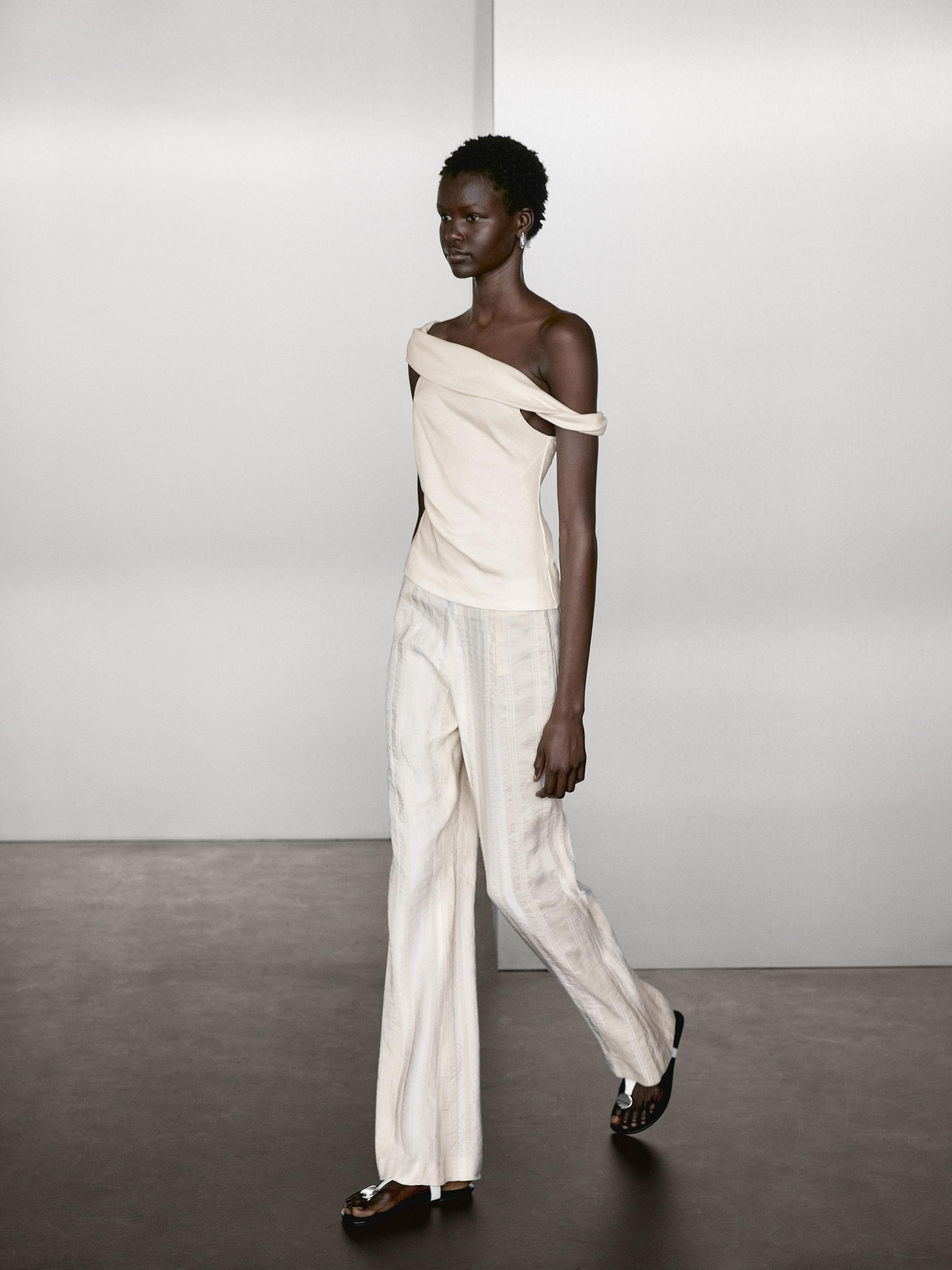 Draped strapless top