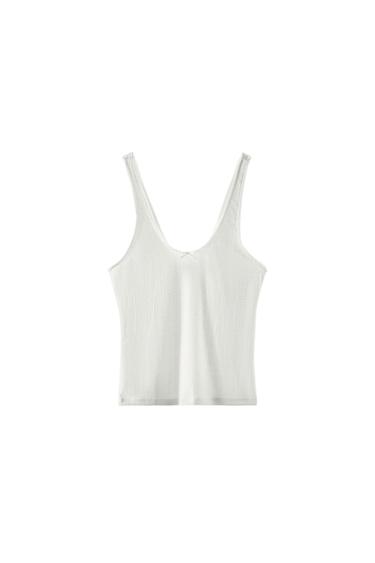 TOP POINTELLE LAZO - Blanco de Zara