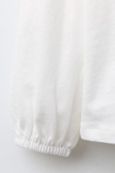 T-SHIRT COL CLAUDINE BRODÉ - Blanc de Zara - Image 2