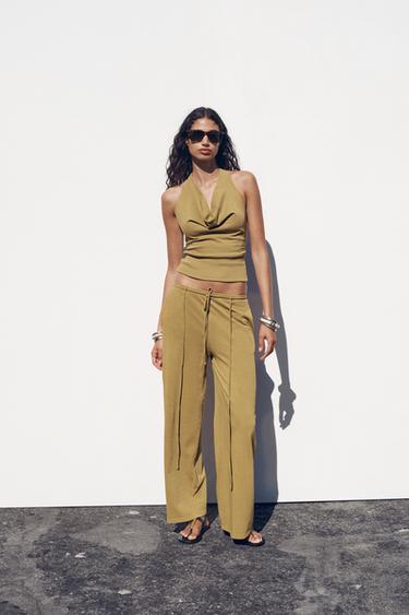 بنطلون مغسول HEAVY COTTON - برونزي الخاص بـ Zara