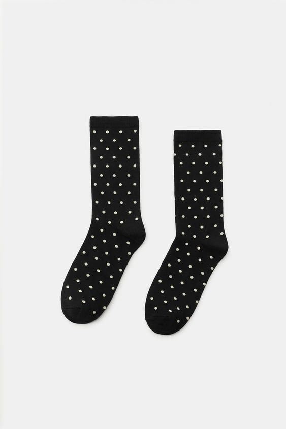 Zara POLKA DOT PRINTED SOCKS - Black - Image 0
