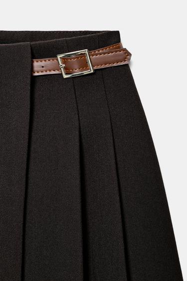 MINI SKIRT WITH BELT LOOP - Brown by Zara - Image 7