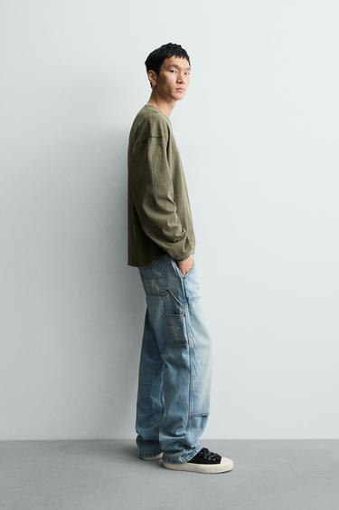 WASHED TEXTURED T-SHIRT - Khaki by Zara - Image 3