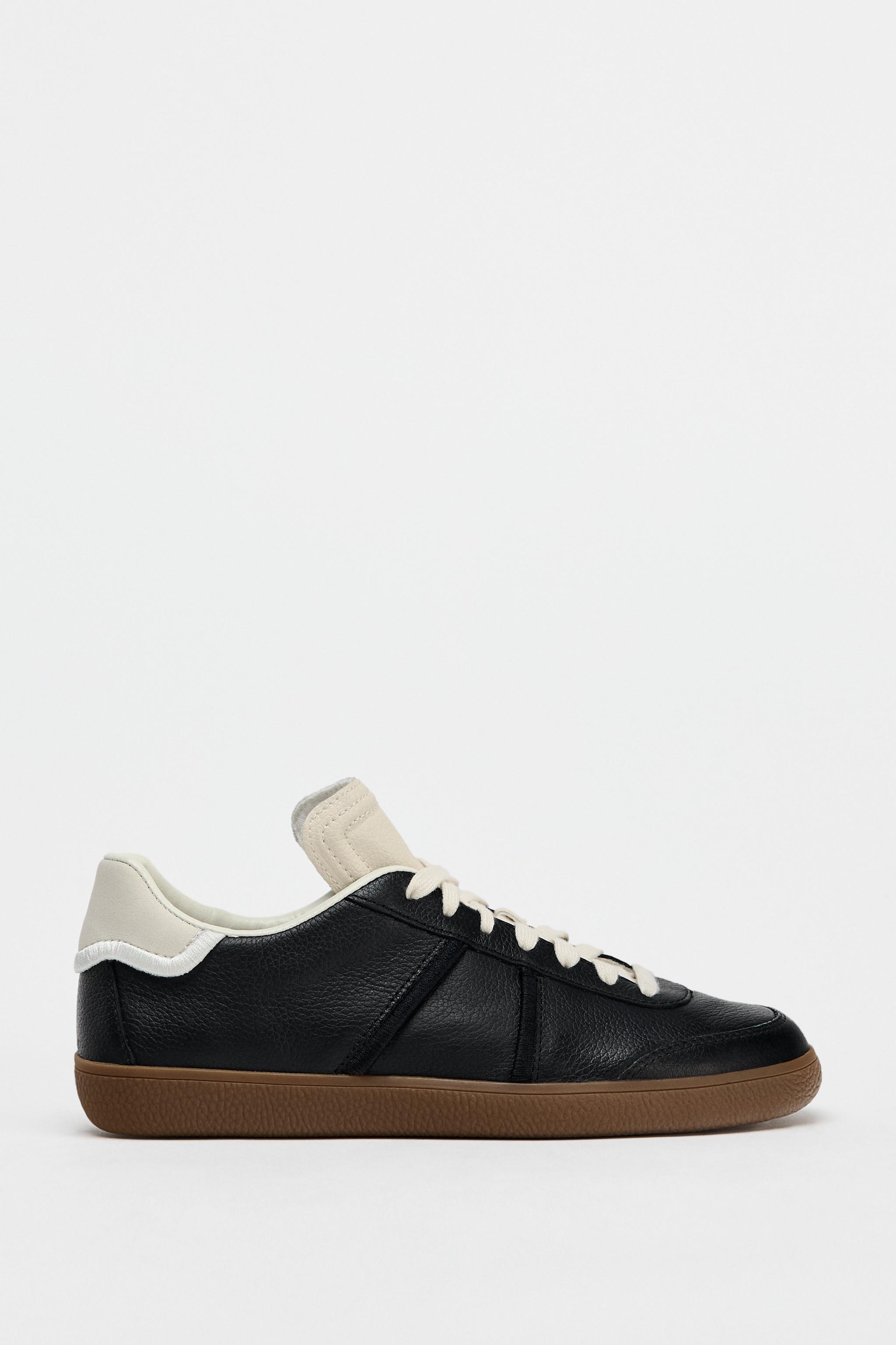 Zara Tenis Piel En Negro Mx 23 Us 5 Mujer