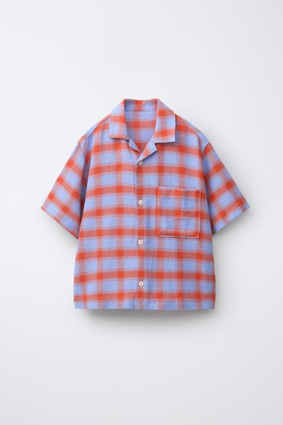 CHEMISE À CARREAUX RUSTIQUE - Rouge de Zara - Image 0